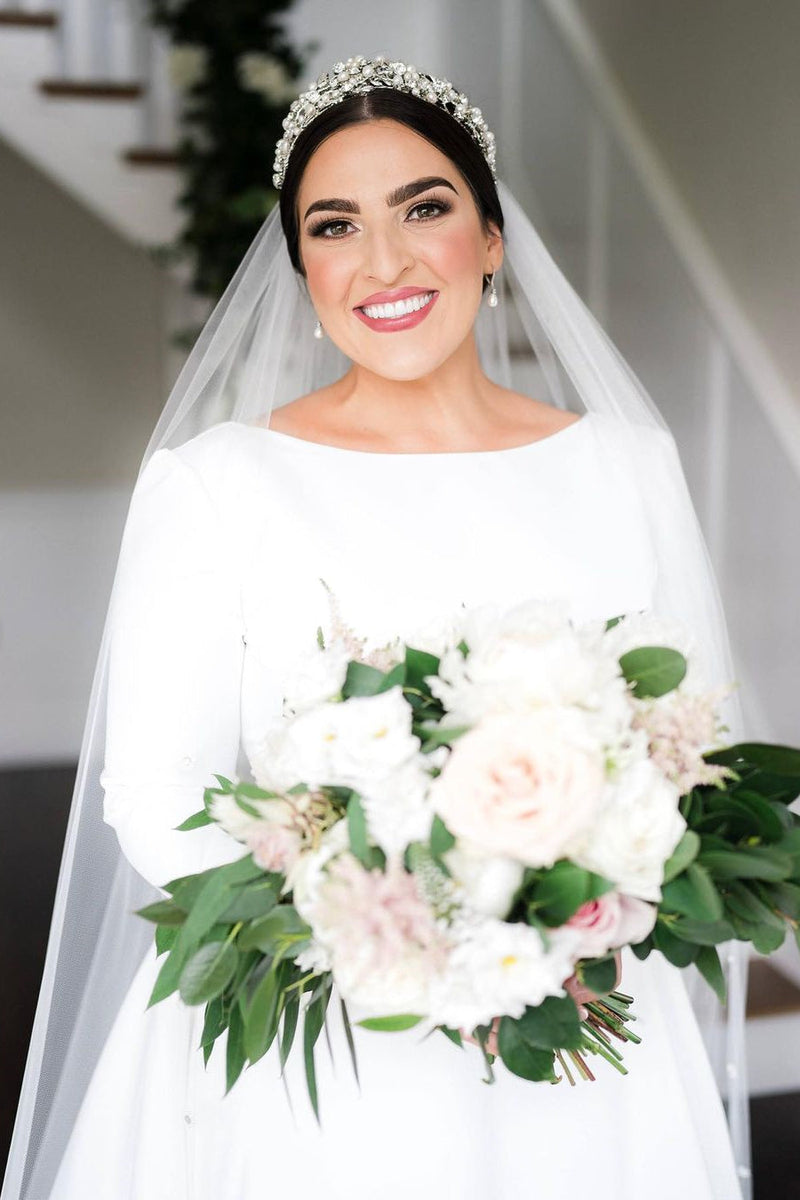 Beautiful Stunning Long Sleeves Backless Wedding Dresses-Ballbella