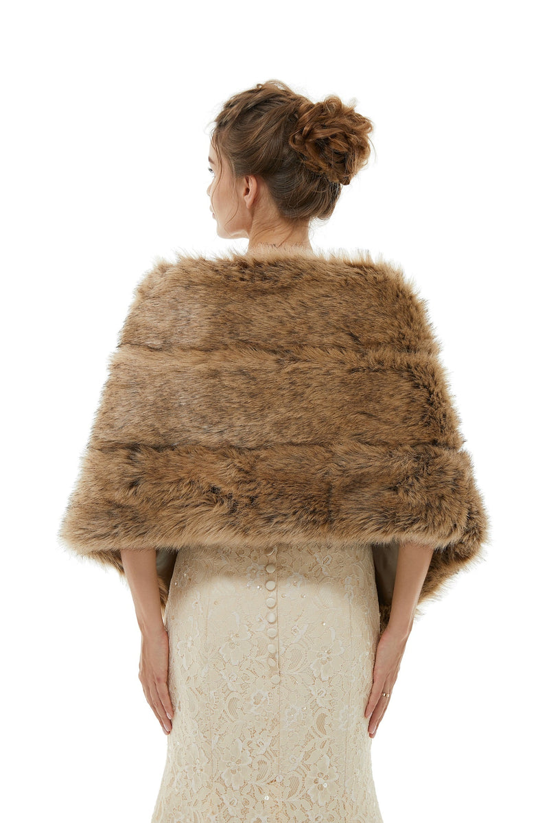 Bency - Winter Faux Fur Wedding Wrap-Ballbella