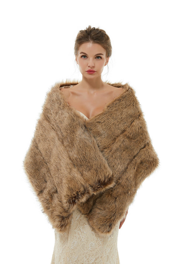 Bency - Winter Faux Fur Wedding Wrap-Ballbella