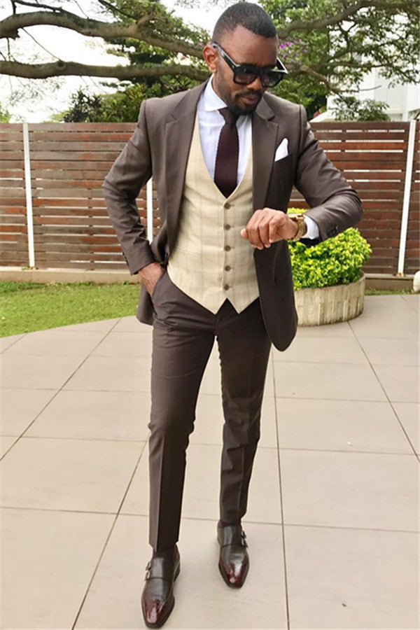 Bespoke Formal Men's Business Suitss Slim Fit Groomsmen Best Man Prom Suits-Ballbella