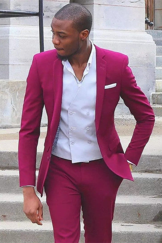 Bespoke Notched Lapel Slim Fit Prom Men Suit s-Ballbella