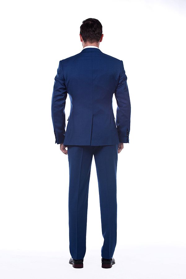 Bespoke Solid Navy Blue Mens Suits for Formal-Ballbella