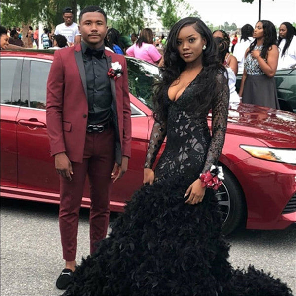 Bespoke Two Piece Prom Suit with Black Lapel-Ballbella