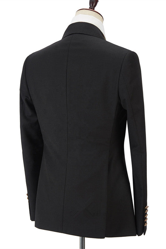 Black Men Suits Online Peak Lapel Blazer with Double Breasted Ballbella