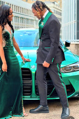 Black Shawl Lapel Double-Breasted Prom Suit-Ballbella