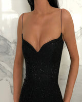 Ballbella offers all kinds of cheap Spaghetti Straps evening dresses online,  sort by color,  neckline or fabric. Discover more styles Black Sheath Spaghetti Straps Open Back Sequins Prom Dresses that will match you preferctly now.