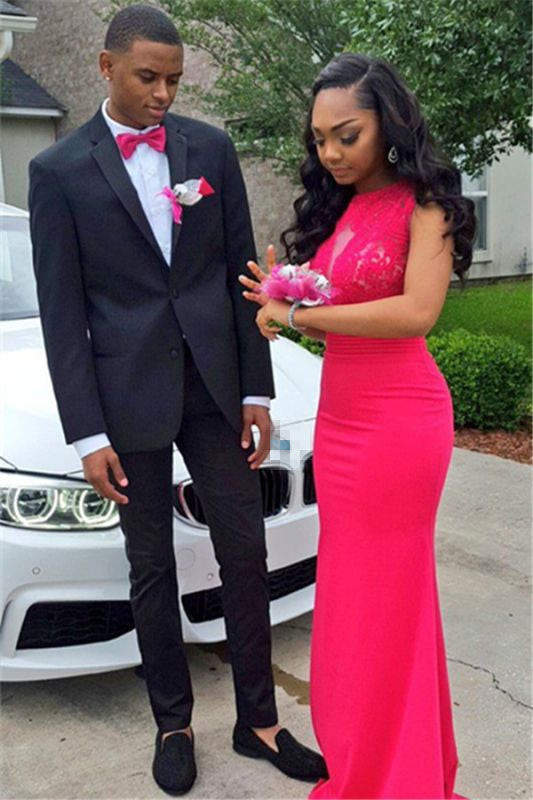 Black Simple Prom Suit for Men Two Piece Fashion Men Suit with Notch Lapel-Ballbella