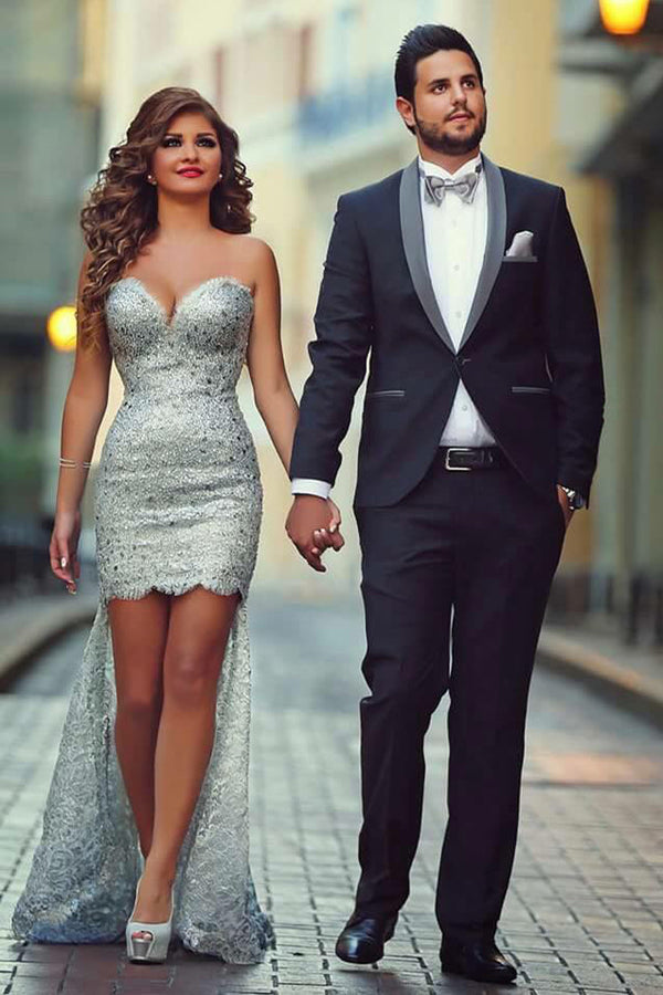 Black Slim Fit Shawl Lapel Marriage Suits Simple Tuxedos Two-pieces Outfits-Ballbella