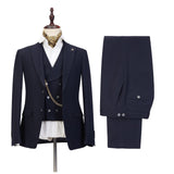 Black Three-piece Peaked Lapel Decent Wedding Suits for Men-Ballbella