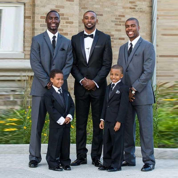 Black Two Piece Wedding Groom Suit with Silk Lapel-Ballbella