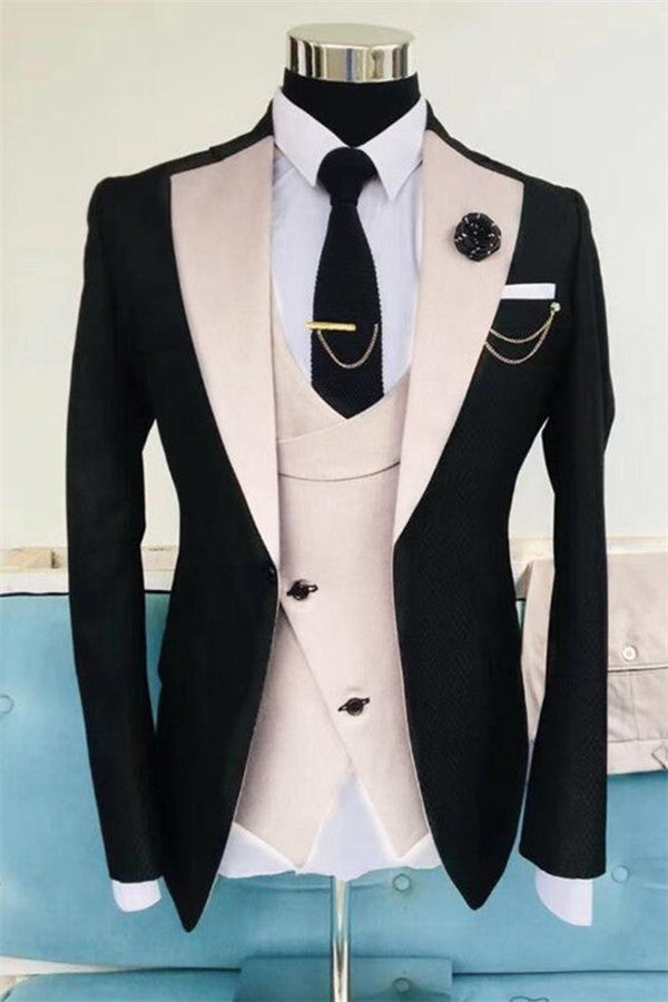 Black Wedding Tuxedos For Men Formal Dinner Prom Outfit Suits-Ballbella