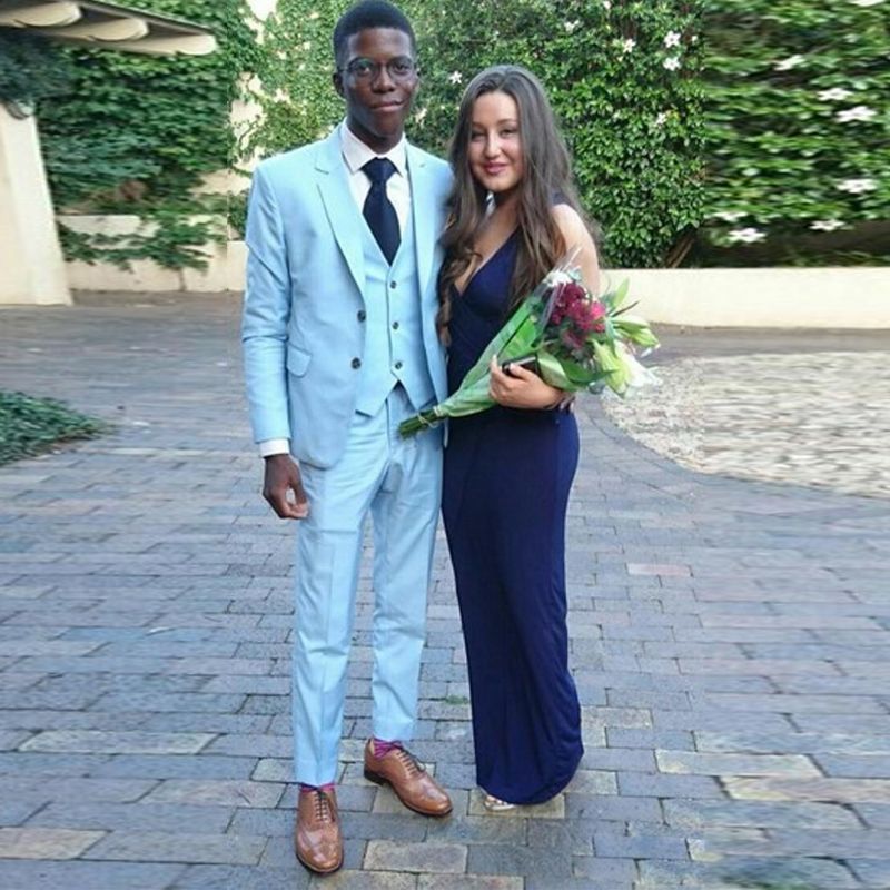 Blue Slim Fit Men's Suit Three-Piece Prom Outfits Bespoke Suits-Ballbella
