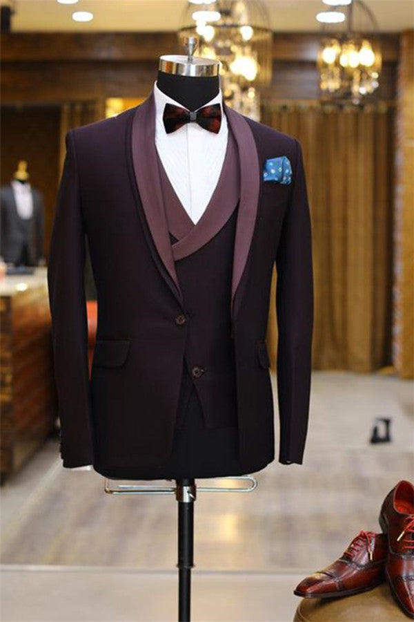 Brenden Purple Slim fit Prom Suit Three Pieces Shawl Lapel Tuxedo-Ballbella