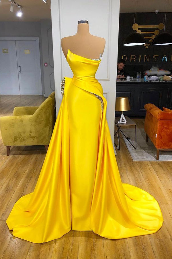 Bright Yellow Strapless Metallic Sequin Overskirt Prom Dress Ballbella Bright Yellow Strapless Metallic Sequin Overskirt Prom Dress Ballbella