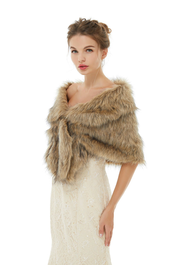 Brooke - Winter Faux Fur Wedding Wrap-Ballbella