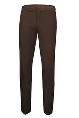 Brown Three Pieces Peaked Lapel Slim Fit Wedding Groom Suits-Ballbella