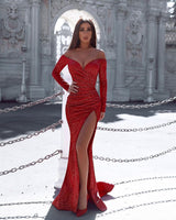 Ballbella offers Burgundy Mermaid Evening Gown with Sleeves Splitfront Chic Party Dress at a good price. This prom dress style is made of Satin and in Mermaid Floor-length style. Check Gorgeous yet affordable Long Sleevess Prom Dresses and Evening Dresses.