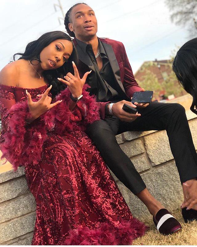 Burgundy Off Shoulder Sequins Sheath Long Sleeves Prom Dress with Feather-Ballbella