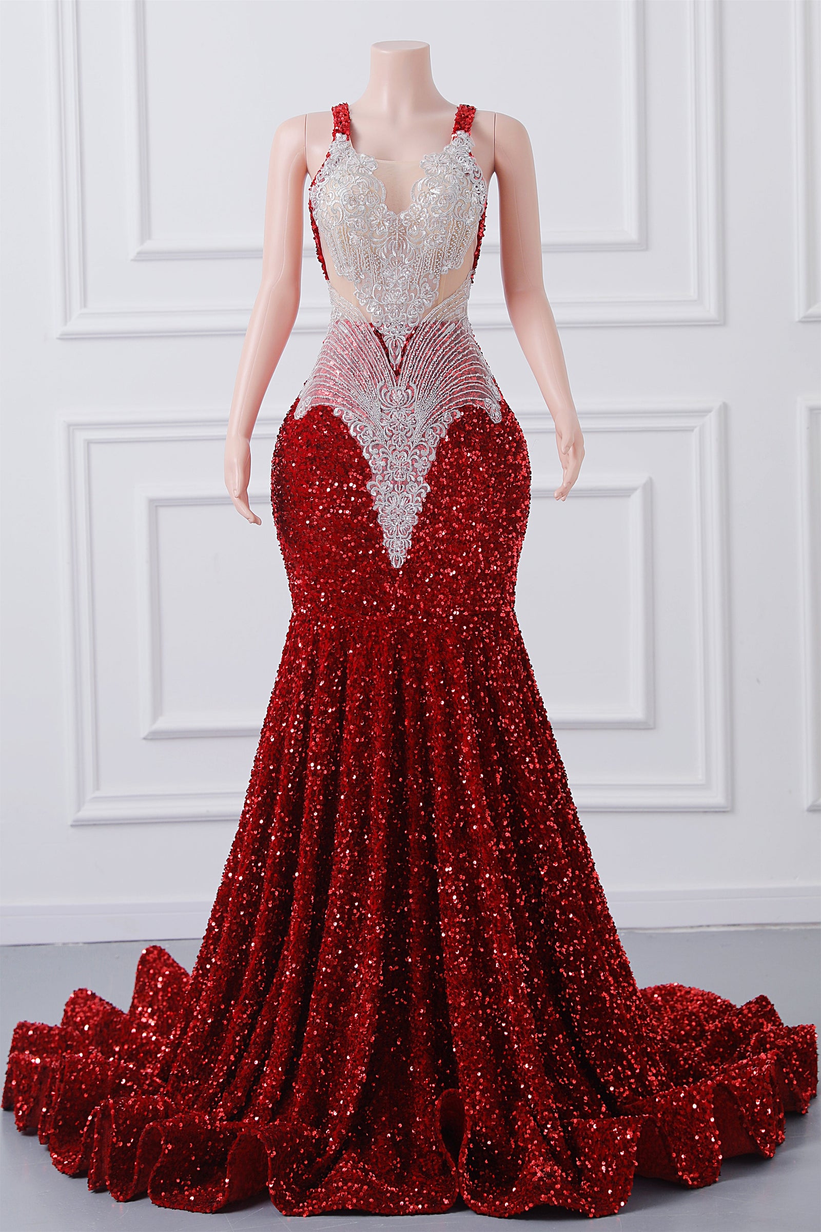 Burgundy Sequin Mermaid Silver Beaded Court Trian Prom Dresses Burgundy Sequin Mermaid Silver Beaded Court Trian Prom Dresses