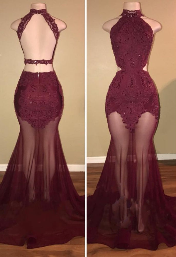 Customizing this New Arrival Burgundy Sheer-Tulle Lace-Appliques High-Neck Mermaid Prom Dresses on Ballbella. We offer extra coupons,  make Prom Dresses, Real Model Series in cheap and affordable price. We provide worldwide shipping and will make the dress perfect for everyone.