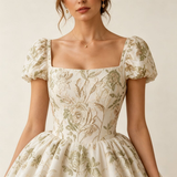 Elegant Square Short Sleeves Homecoming Dresses Mini With Zipper Criss-Cross Back