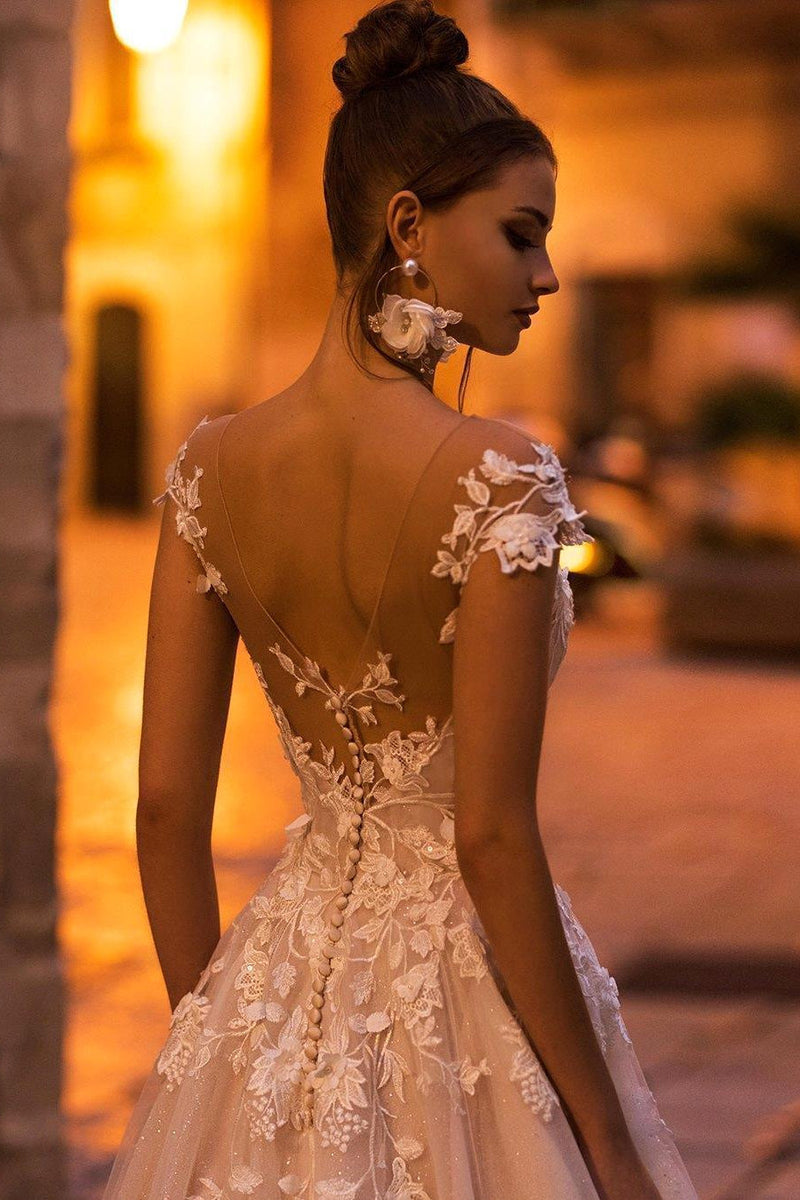Cap sleeves Lace Sweetheart A-line Lace Flowers Wedding Dresses Cap sleeves Lace Sweetheart A-line Lace Flowers Wedding Dresses