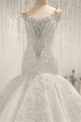 Cap Sleeves Sparkle Diamond Fit and Flare Wedding Dresses Online-Ballbella