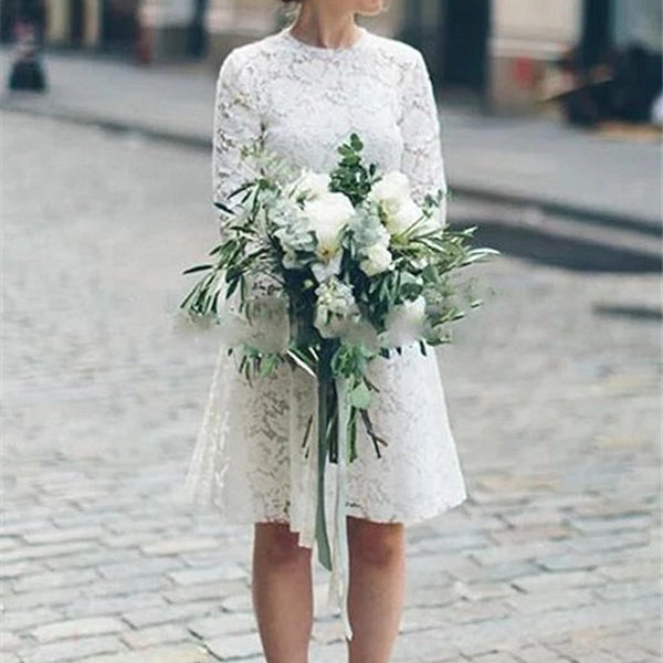 Casual Long Sleevess Lace Summer Short Summer Wedding Dress Online