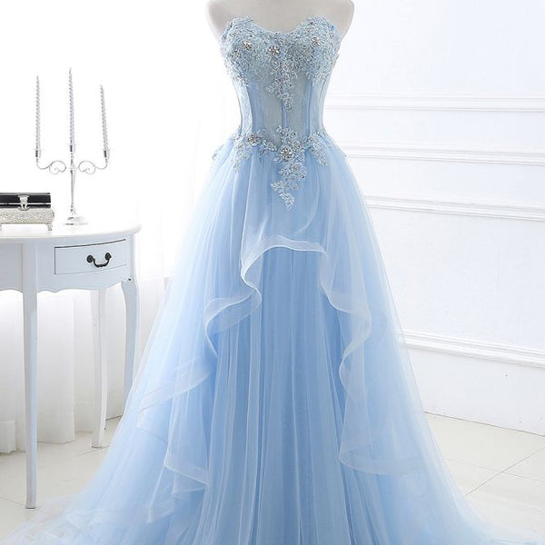 新品 USA SKY BLUE GOWN SMALL…SDE2 charlize-ball-gown-sweetheart-