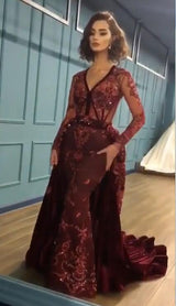 Shop Ballbella with high quality Burgundy Prom Party Gowns with reasonable price. Don't miss out the free shipping service on this Charming Beading Burgundy Long Sleevess Prom Dress.