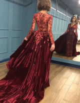Shop Ballbella with high quality Burgundy Prom Party Gowns with reasonable price. Don't miss out the free shipping service on this Charming Beading Burgundy Long Sleevess Prom Dress.