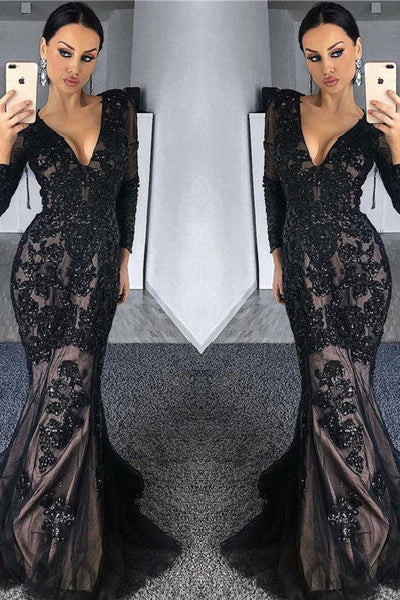 Charming Black Tulle Nude Lining Evening Dresses with Sleeves Elegant Long Sleeves Beads Appliques Prom Dresses Charming Black Tulle Nude Lining Evening Dresses with Sleeves Elegant Long Sleeves Beads Appliques Prom Dresses