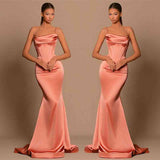 Charming Coral Spaghetti-Straps Prom Dress Mermaid Sleeveless-Ballbella