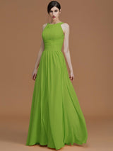 Charming Halter Sleeveless Ruched Chiffon Bridesmaid Dresses-Ballbella