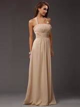 Charming Halter Sleeveless Ruffles Long Chiffon Bridesmaid Dresses-Ballbella