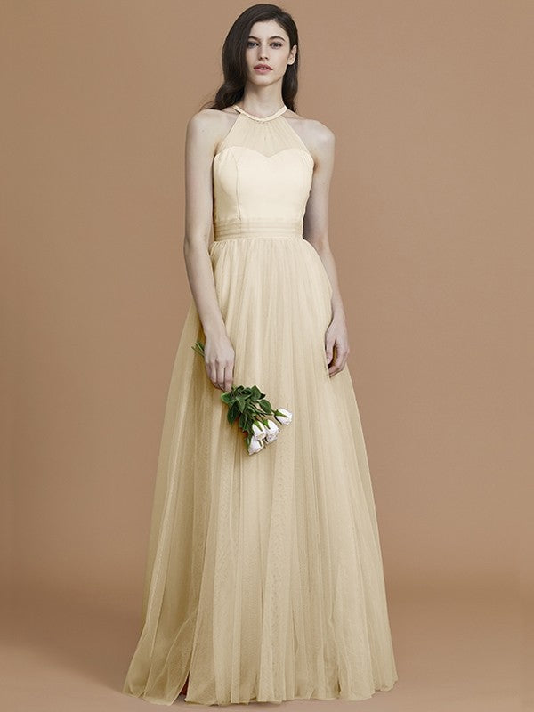 Charming Halter Sleeveless Ruffles Tulle Bridesmaid Dresses Charming Halter Sleeveless Ruffles Tulle Bridesmaid Dresses