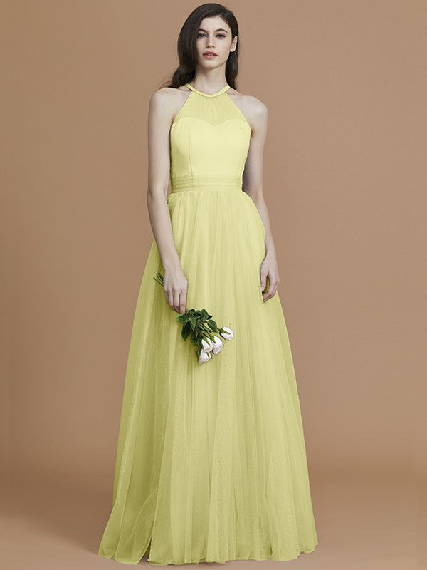 Charming Halter Sleeveless Ruffles Tulle Bridesmaid Dresses – Ballbella