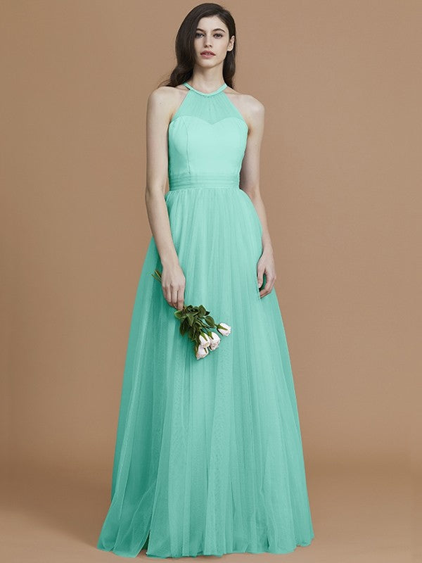 Charming Halter Sleeveless Ruffles Tulle Bridesmaid Dresses  Ballbella