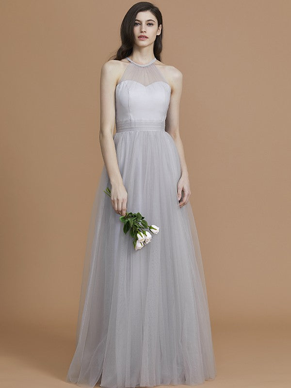 Charming Halter Sleeveless Ruffles Tulle Bridesmaid Dresses