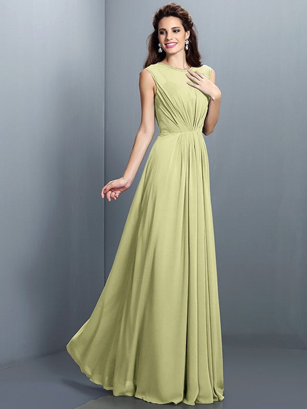 Charming High Neck Pleats Sleeveless Long Chiffon Bridesmaid Dresses Charming High Neck Pleats Sleeveless Long Chiffon Bridesmaid Dresses
