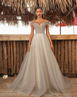 Ballbella offers Charming Off Shoulder A-line Evening Gown Floor Length Formal Wear at a good price with unique colors,  fine tulle and A-line Floor-length hem.,  Check elegant and cheap Prom Dresses collections.