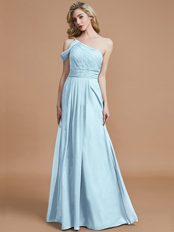 Charming One Shoulder Chiffon Sleeveless Bridesmaid Dresses-Ballbella