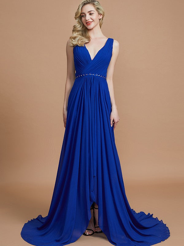 Charming Sleeveless V-neck Chiffon Bridesmaid Dresses-Ballbella