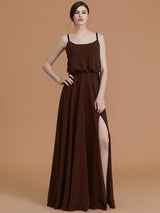 Charming Spaghetti Straps Sleeveless Ruffles Chiffon Bridesmaid Dresses-Ballbella