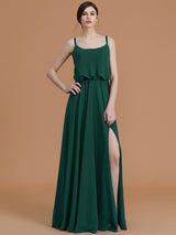 Charming Spaghetti Straps Sleeveless Ruffles Chiffon Bridesmaid Dresses-Ballbella