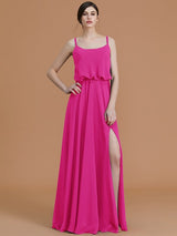 Charming Spaghetti Straps Sleeveless Ruffles Chiffon Bridesmaid Dresses-Ballbella