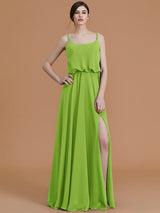 Charming Spaghetti Straps Sleeveless Ruffles Chiffon Bridesmaid Dresses-Ballbella