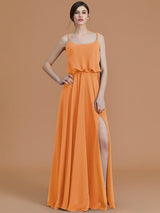 Charming Spaghetti Straps Sleeveless Ruffles Chiffon Bridesmaid Dresses-Ballbella