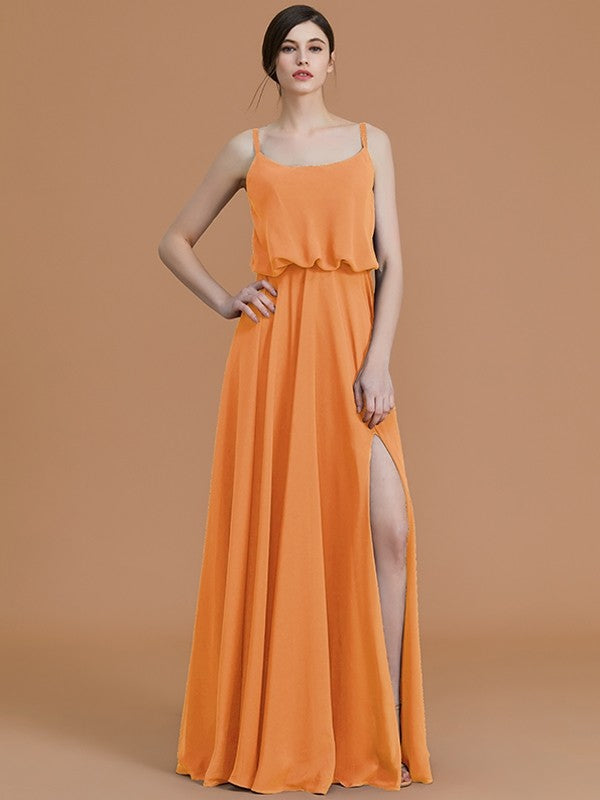 Charming Spaghetti Straps Sleeveless Ruffles Chiffon Bridesmaid Dresses-Ballbella