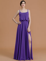 Charming Spaghetti Straps Sleeveless Ruffles Chiffon Bridesmaid Dresses-Ballbella